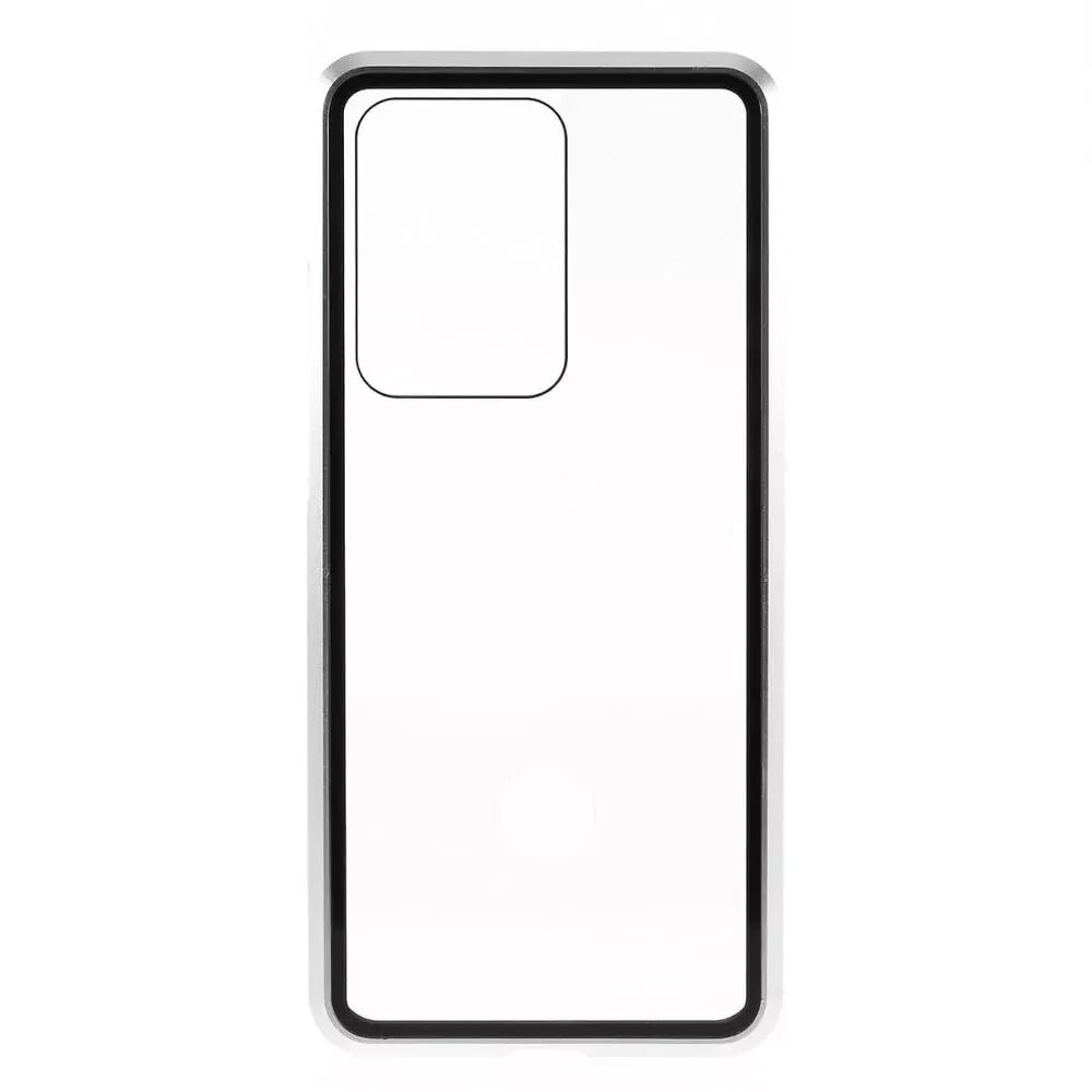 INCOVER Samsung Galaxy S20 Ultra 360⁰ Magnetisk Deksel med Glass Front og Bak - Sølv / Gjennomsiktig