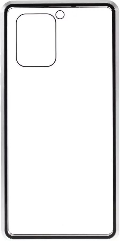 INCOVER Samsung Galaxy S10 Lite Magnetisk Metall Deksel med GlassBakside & Glassforside - Sølv