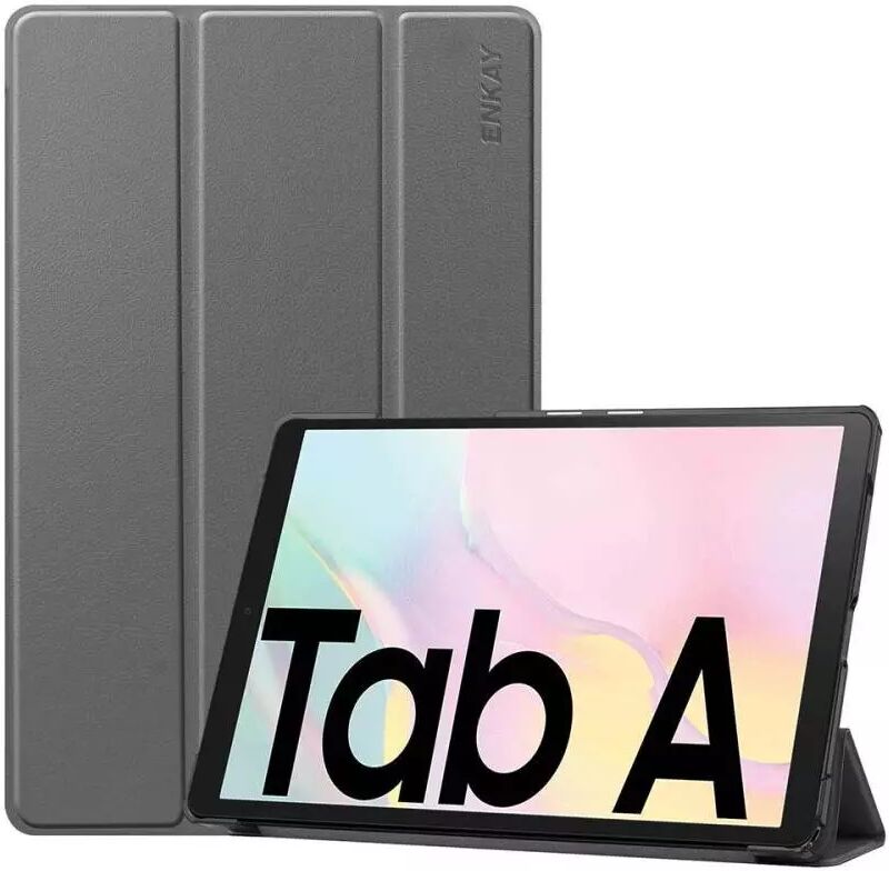 ENKAY Samsung Galaxy Tab A7 10.4" (2020) ENKAY Skinn Deksel med Tri-Fold - Grå