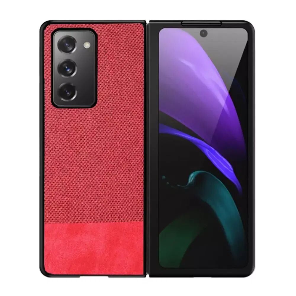 INCOVER Samsung Galaxy Z Fold2 Polstret m. Skinn Detalje Plastikkdeksel - Rød