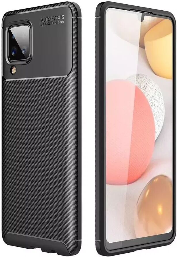 INCOVER Samsung Galaxy A12 Carbon Fiber Fleksibelt Plastikkdeksel - Sort