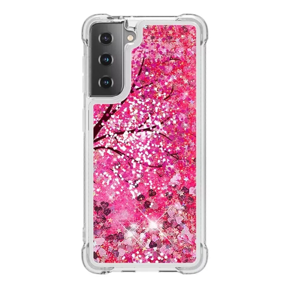 INCOVER Samsung Galaxy S21 Bakdeksel med Glitter Fosseffekt - Tre / Pink