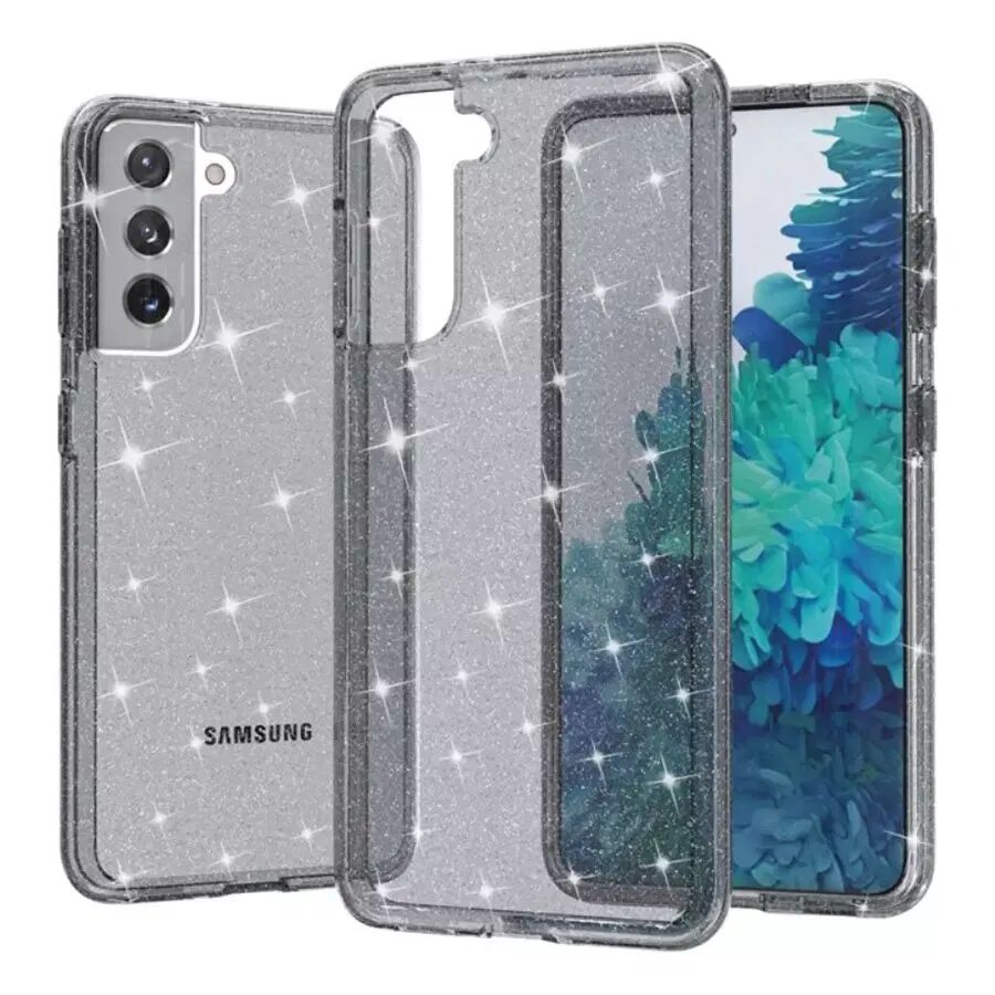 INCOVER Samsung Galaxy S21 Glimmer Plastdeksel - Gjennomsiktig / Svart