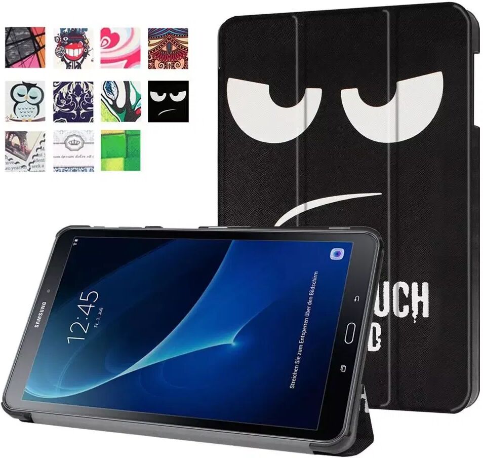 INCOVER Samsung Galaxy Tab A 10.1" Tri-Fold Hard Case Etui m. "Don't Touch My Pad" Svart