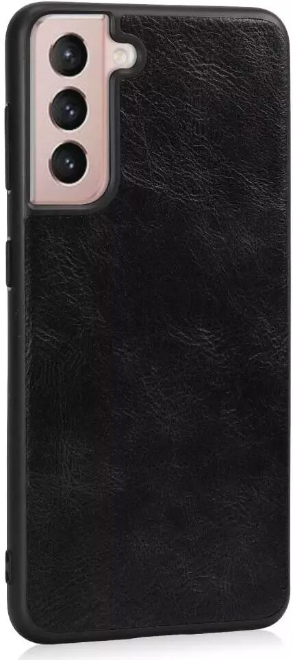 INCOVER Samsung Galaxy S21 FE (5G) Leather Coated Leather Coated Plast Deksel - Svart