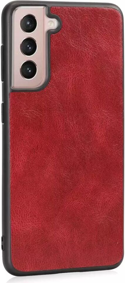 INCOVER Samsung Galaxy S21 FE (5G) Leather Coated Leather Coated Plast Deksel - Rød