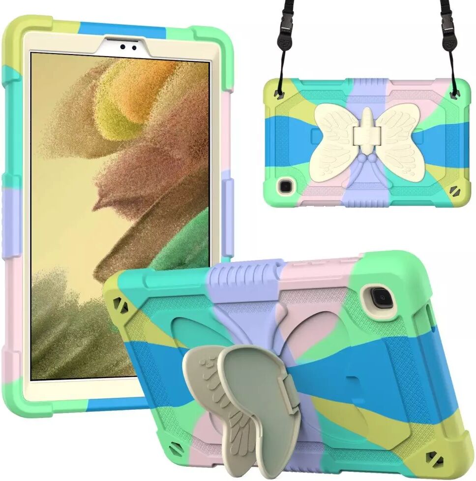 INCOVER Samsung Galaxy Tab A7 Lite Butterfly Kickstand Barnedeksel - Regnbue V3