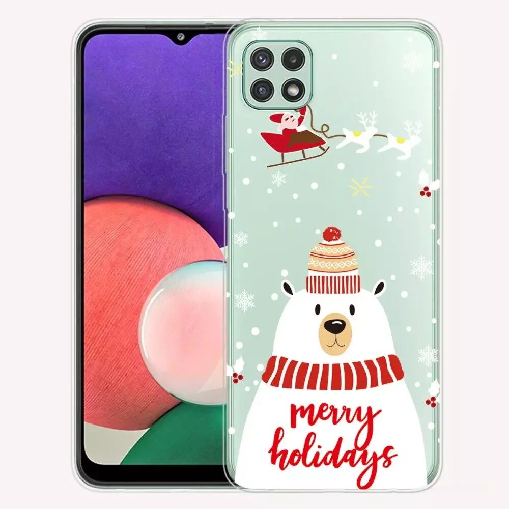 INCOVER Samsung Galaxy A22 (5G) TPU Plast Juledeksel - Merry Christmas - Isbjørn
