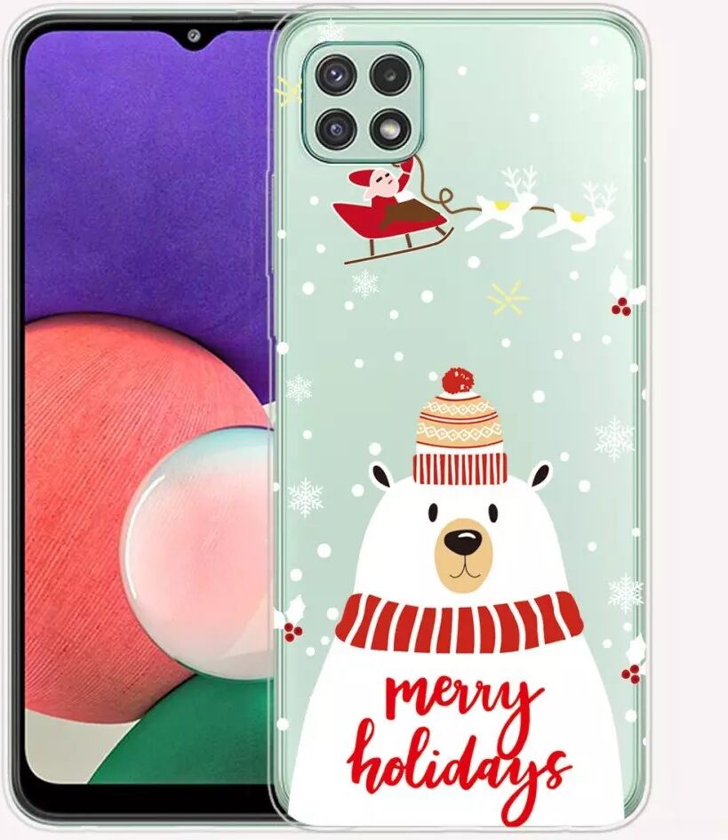 INCOVER Samsung Galaxy A22 (5G) TPU Plast Juledeksel - Merry Christmas - Isbjørn