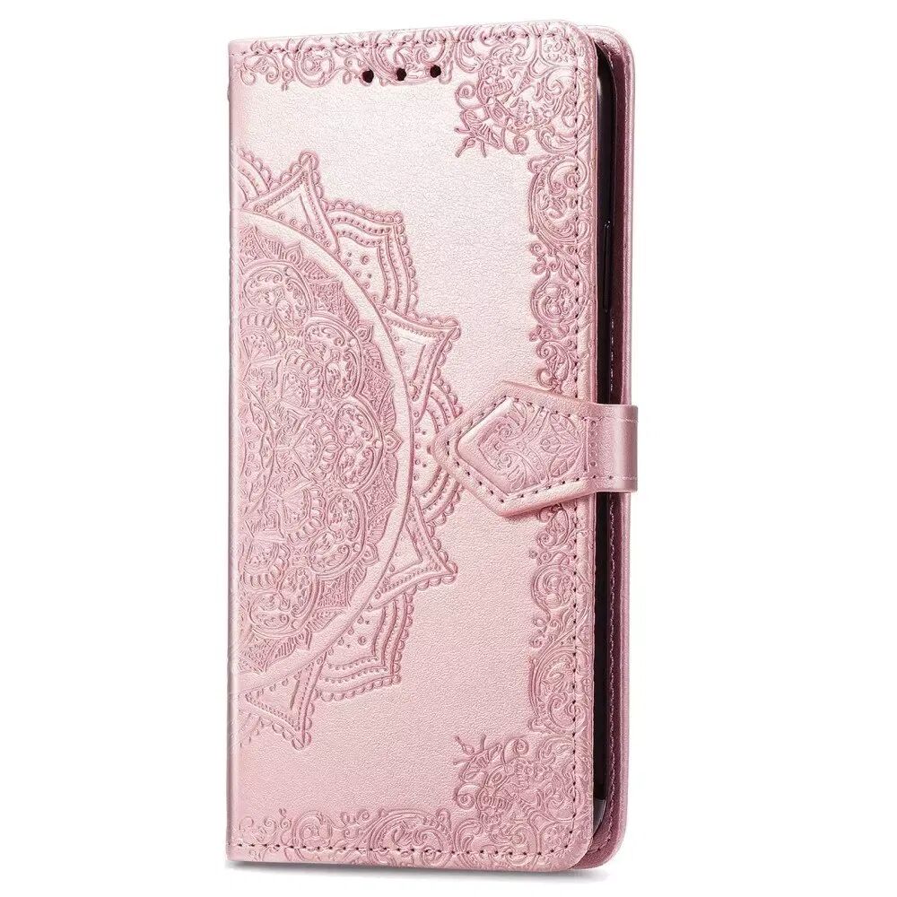 INCOVER Samsung Galaxy A13 (5G) Flip Deksel i Skinn med Stropp - Mandala-mønster - Rose Gold