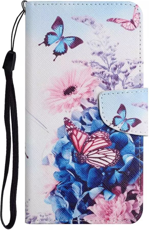 INCOVER Samsung Galaxy S22 Ultra PU Skinn Flip Deksel med Lommebok - Fargede Sommerfugler