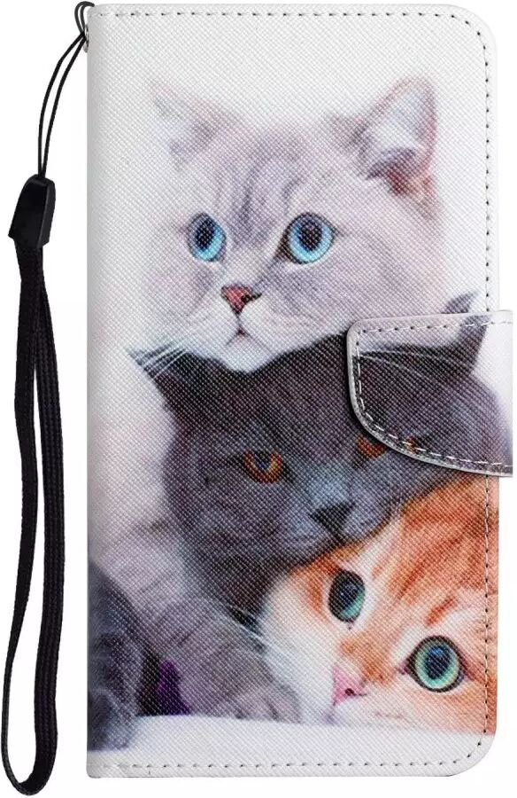 INCOVER Samsung Galaxy S22+ (Plus) Flip Deksel i Kunstskinn med Lommebok - Tre Små Katter