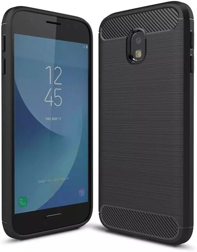 INCOVER Samsung Galaxy J3 (2017) Brushed Carbon Fiber TPU Plast Deksel Svart