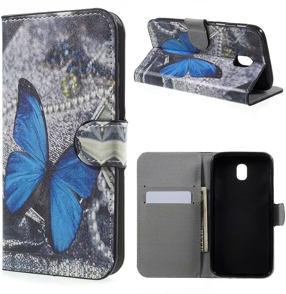 INCOVER Samsung Galaxy J5 (2017) PU Skinn Flipdeksel M. Kortholder - Blue Butterfly