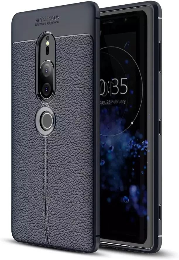 INCOVER Sony Xperia XZ2 Premium Litchi Fleksibelt Deksel - MørkeBlå