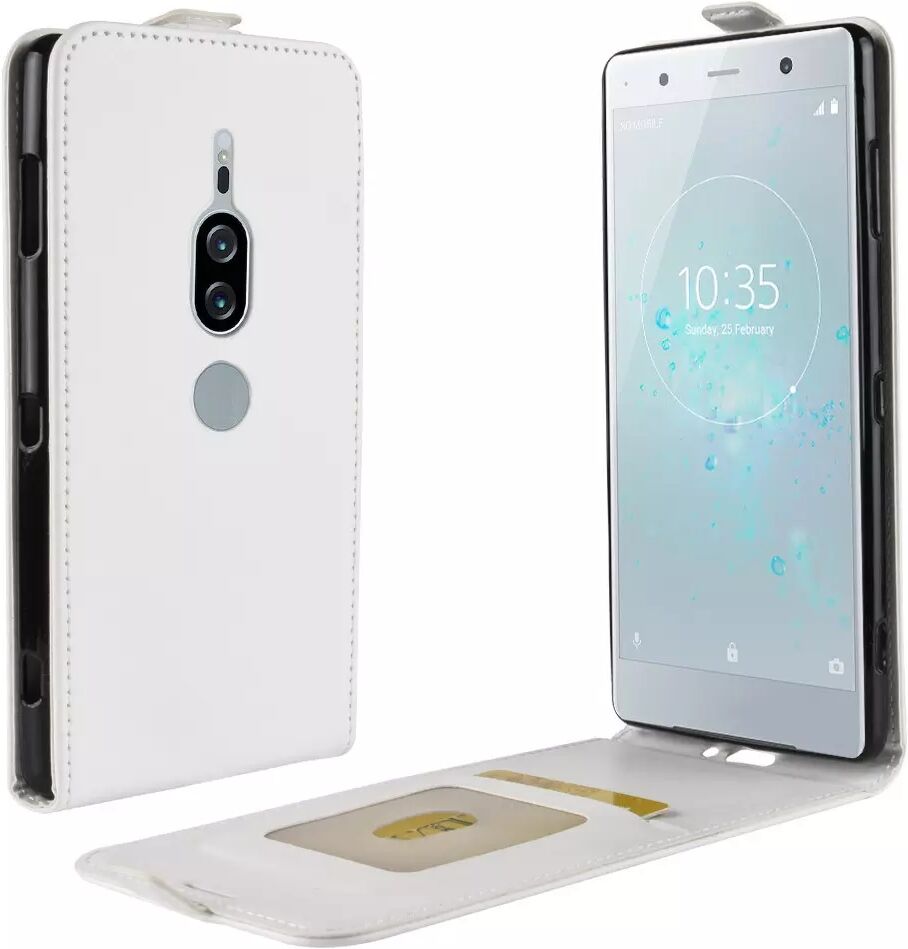 INCOVER Sony Xperia XZ2 Premium PU Skinn Flip Deksel m. Kortholder - Hvit