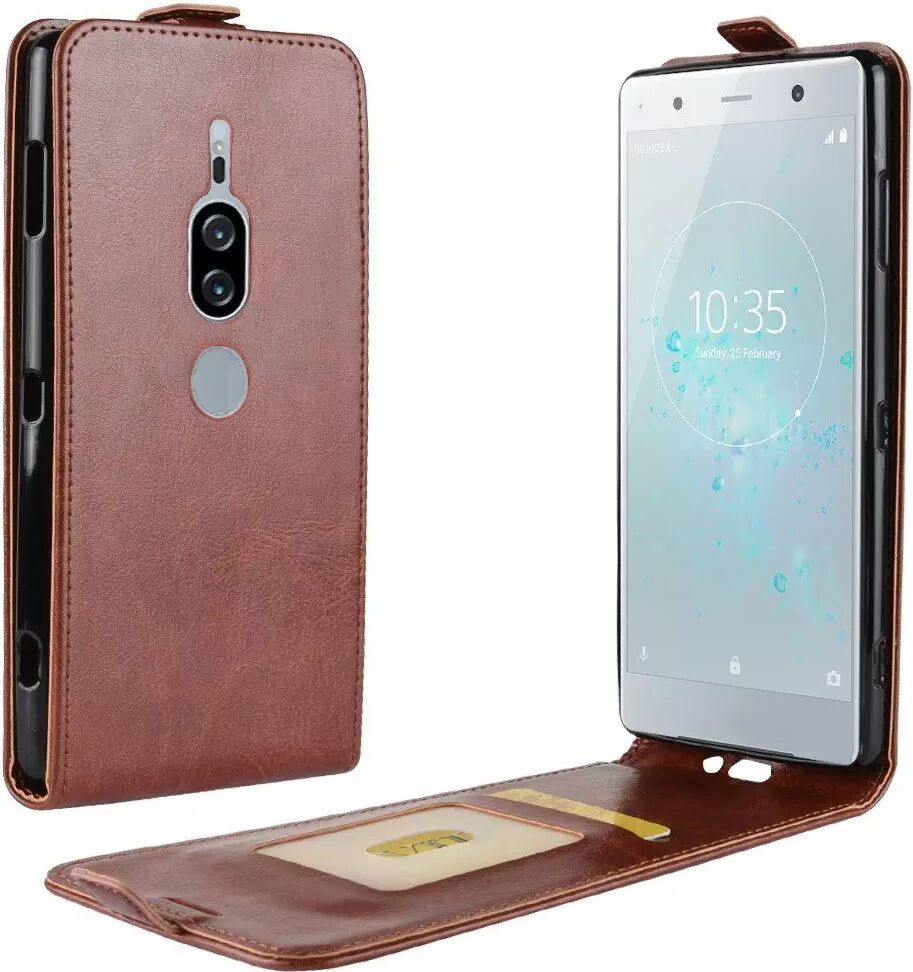 INCOVER Sony Xperia XZ2 Premium PU Skinn Flip Deksel m. Kortholder - Brun