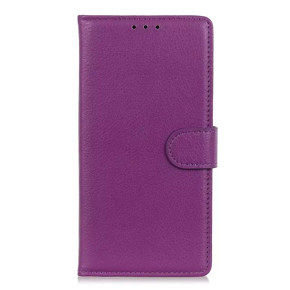 INCOVER Sony Xperia 10 II Skinndeksel med Lommebok Litchi Grain - Lilla