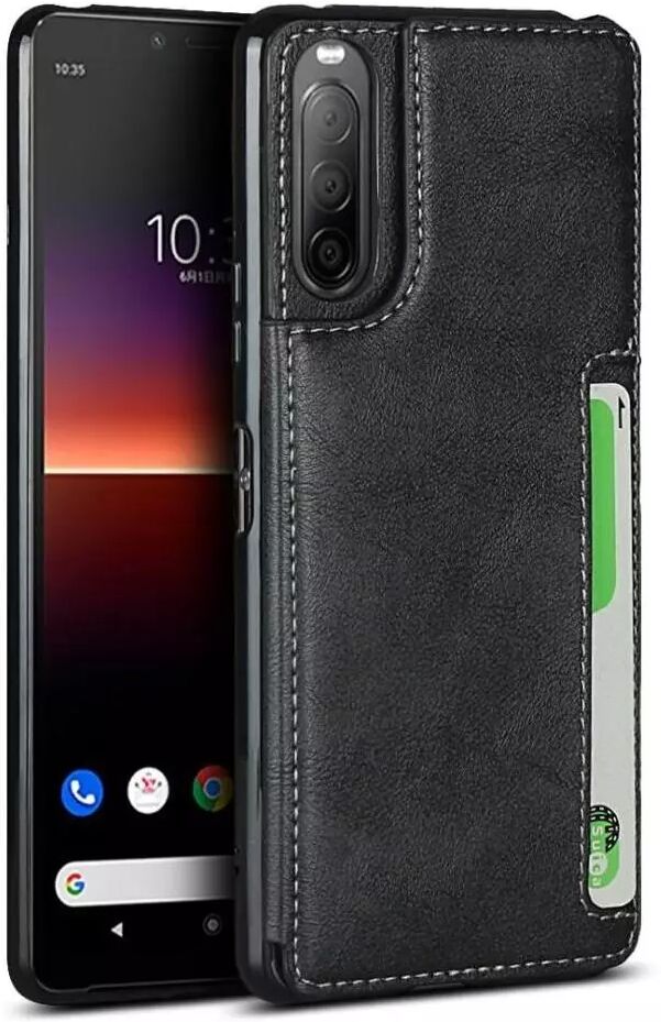 INCOVER Sony Xperia 10 II Skinnpolstret Plastdeksel med Lommebok - Svart