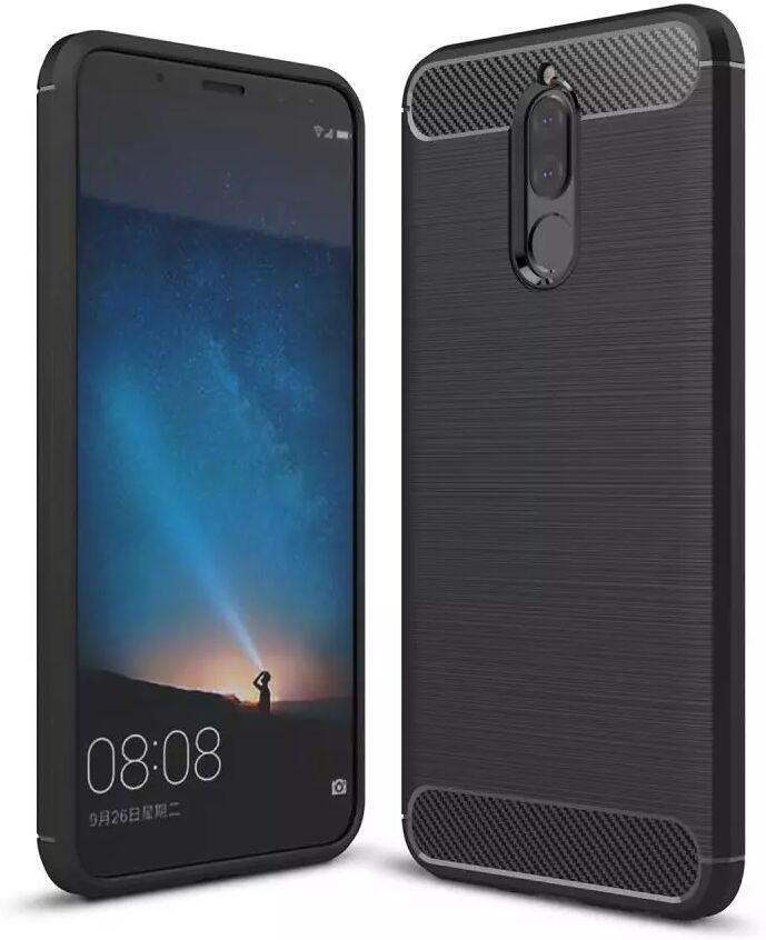 INCOVER Huawei Mate 10 Lite Brushed Carbon Fiber TPU Plast Deksel Svart