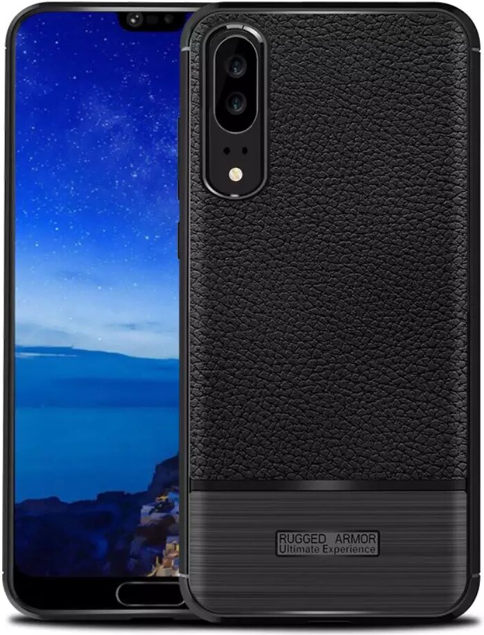 INCOVER Huawei P20 Litchi Fleksibelt Deksel - Svart