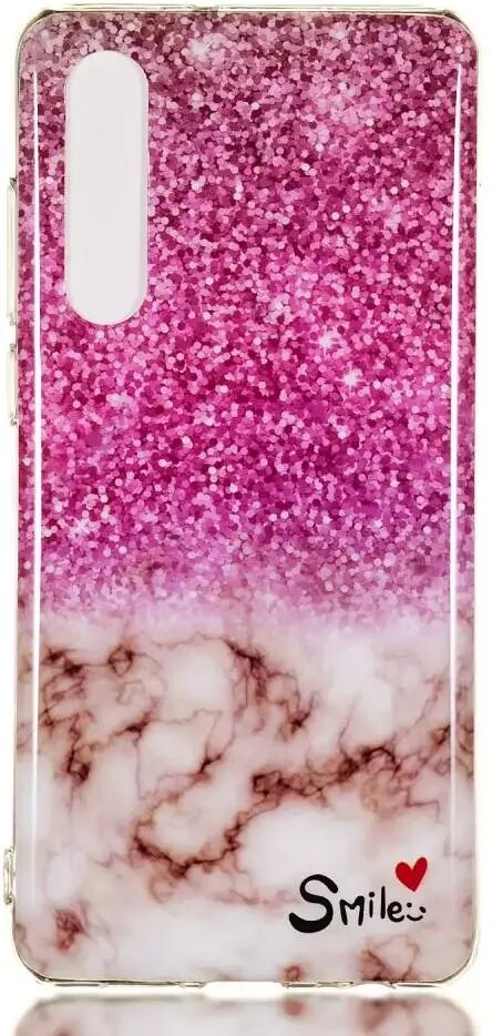 INCOVER Huawei P30 Fleksibel Plast Deksel - Pink Glitter Marble