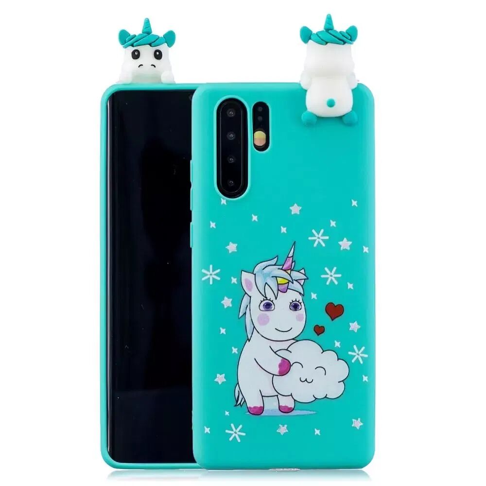 INCOVER Huawei P30 Pro Fleksibel Plastik Deksel 3D Unicorn & Cloud