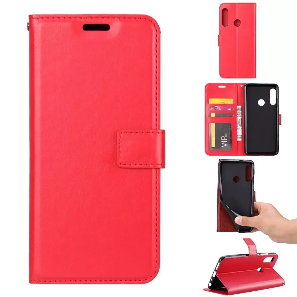 INCOVER Huawei P Smart Z Skinn Flip Deksel med Lommebok Rød