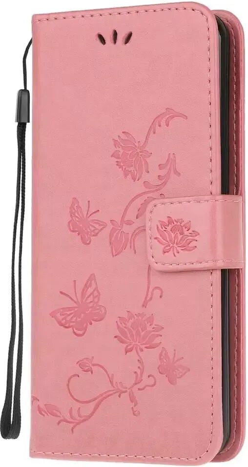 INCOVER Huawei P Smart (2020) Skinndeksel med Lommebok - Blomster og Sommerfugler Pink