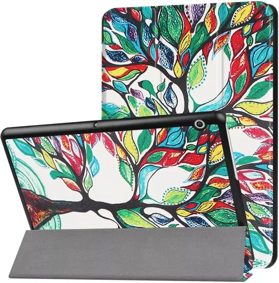 INCOVER Huawei MediaPad T3 10 9.6" Deksel - Tri-Fold Skinndeksel "Tree Painting" Hvit / Grønn