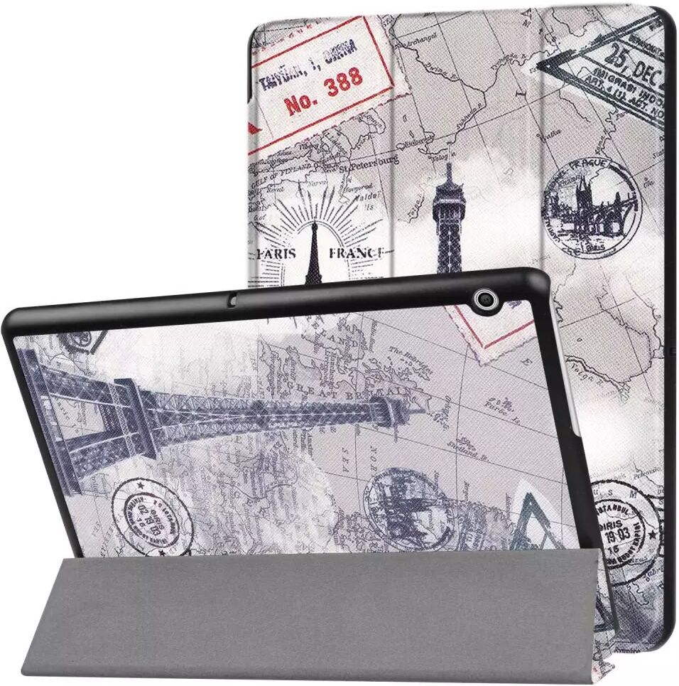 INCOVER Huawei MediaPad T3 10 9.6" Deksel - Tri-Fold Skinndeksel "Eiffel Tower" Grå