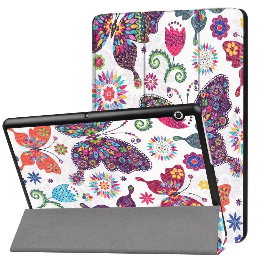 INCOVER Huawei MediaPad T3 10 9.6" Deksel - Tri-Fold Skinndeksel "Butterflies & Flowers" Flerfarget