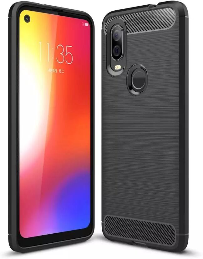 INCOVER Motorola One Vision Brushed Carbon Fiber Fleksibel Plastik Deksel Svart