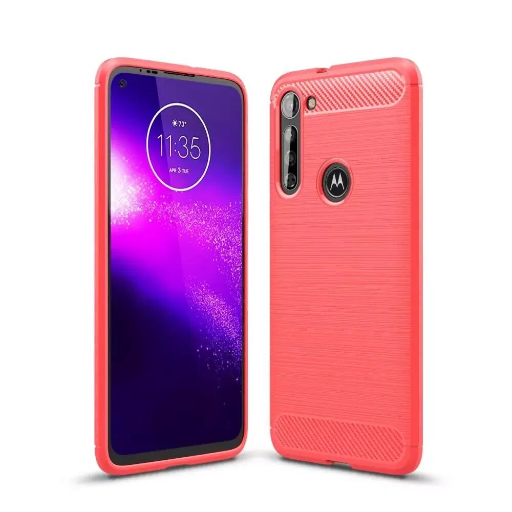 INCOVER Motorola Moto G8 Deksel med Karbon Fiber Look - Rød