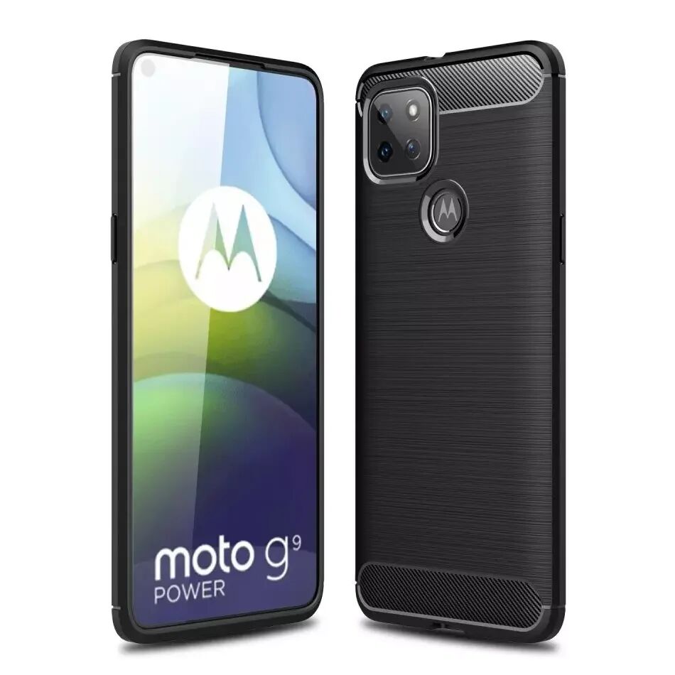 INCOVER Motorola Moto G9 Power Karbonfiber Fleksibelt Plast Deksel - Svart