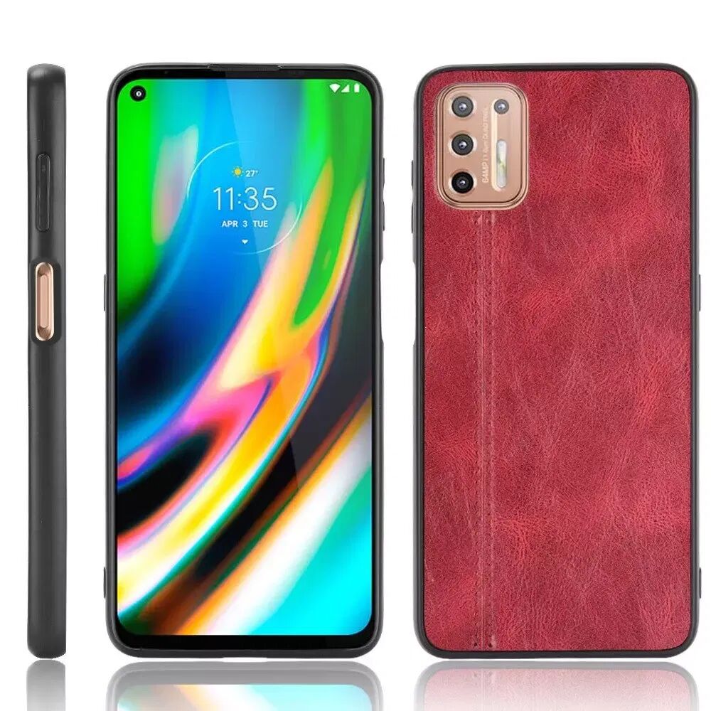 INCOVER Motorola Moto G9 Plus - Skinnbelagt Deksel - Rød