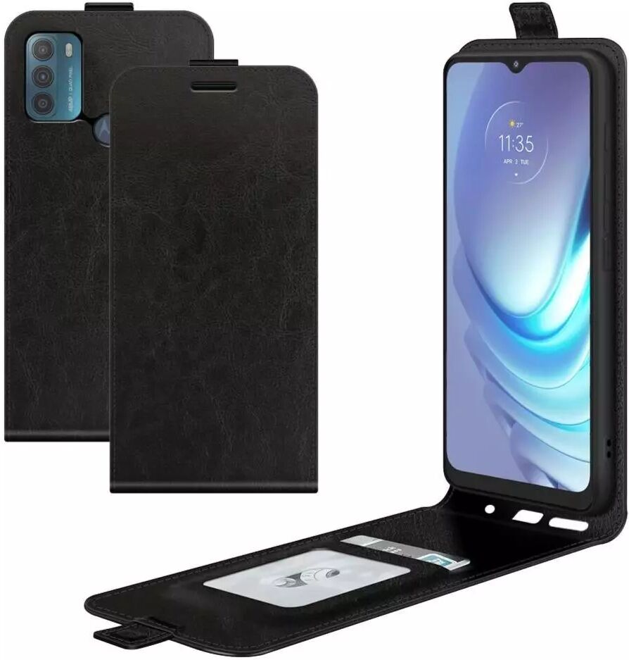 INCOVER Motorola Moto G50 Vertikal Flip PU Skinn Deksel med Lommebok - Svart