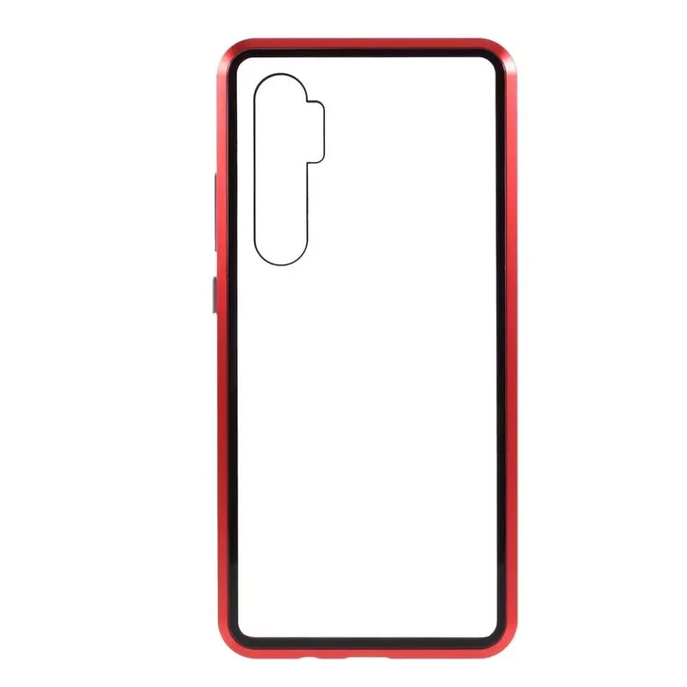 INCOVER Xiaomi Mi Note 10 Lite 360° Magnetisk Metall Deksel m. Glass Bakside& Forside - Rød