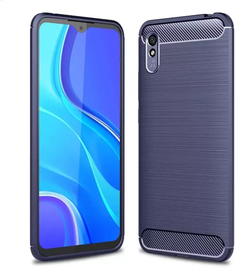 INCOVER Xiaomi Redmi 9A / 9AT Brushed Carbon Fiber Deksel - Blå