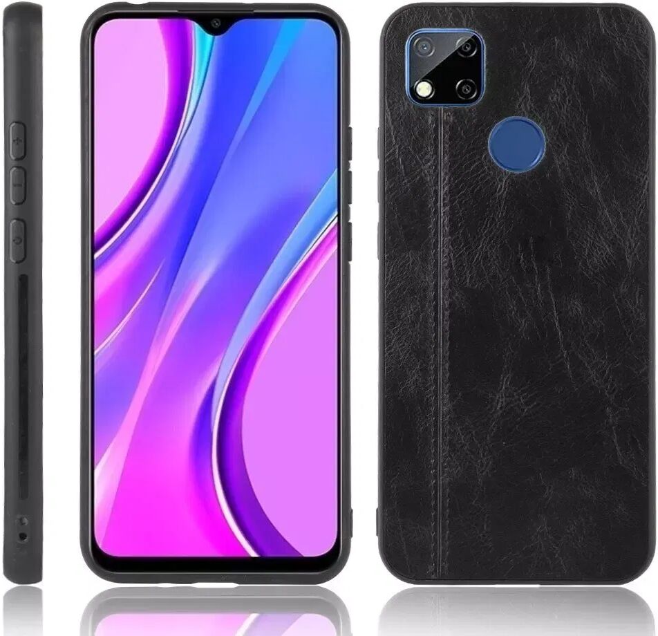 INCOVER Xiaomi Redmi 9C - Skinnbelagt Deksel - Svart