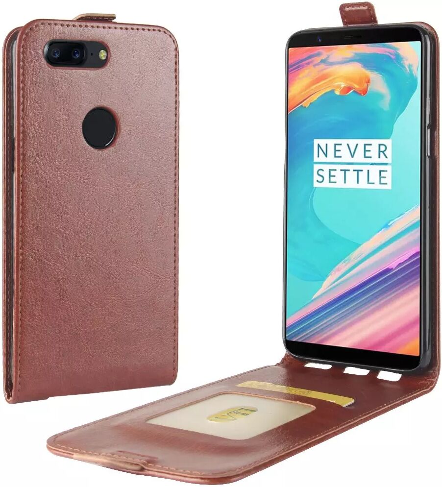 INCOVER OnePlus 5T PU Skinn Vertikal Flipdeksel - Brun