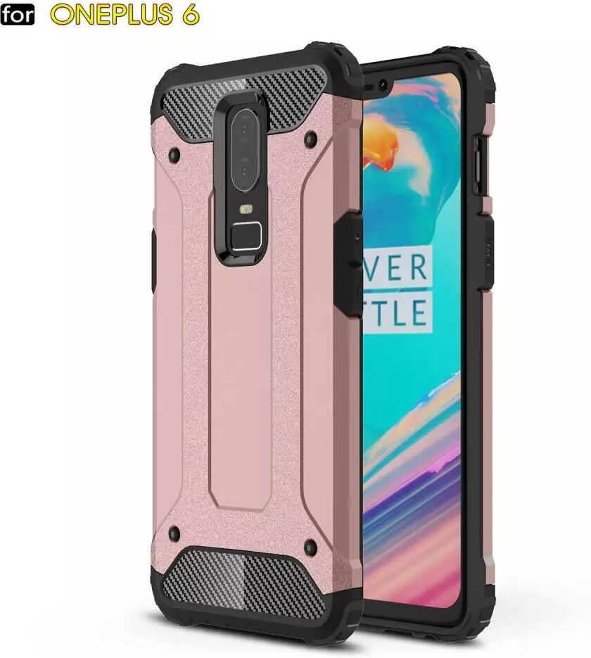 INCOVER OnePlus 6 Armor Guard Hardt Plastdeksel - Rose Gull