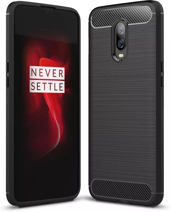 INCOVER OnePlus 6T Brushed Carbon Fiber TPU Plast Deksel Svart