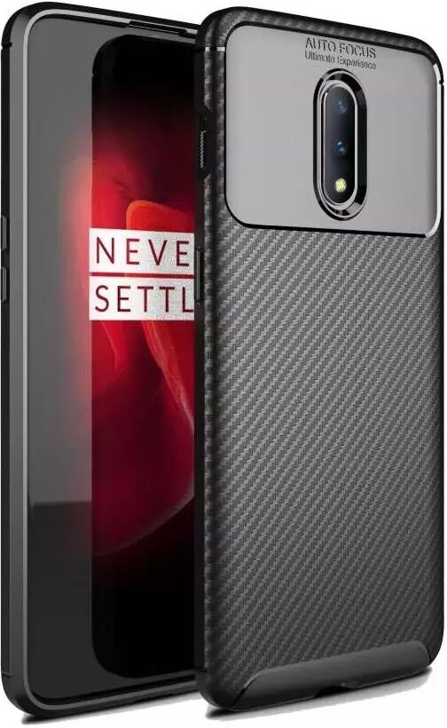 INCOVER OnePlus 7 Fleksibel Bakdeksel m. Karbonutseende - Svart