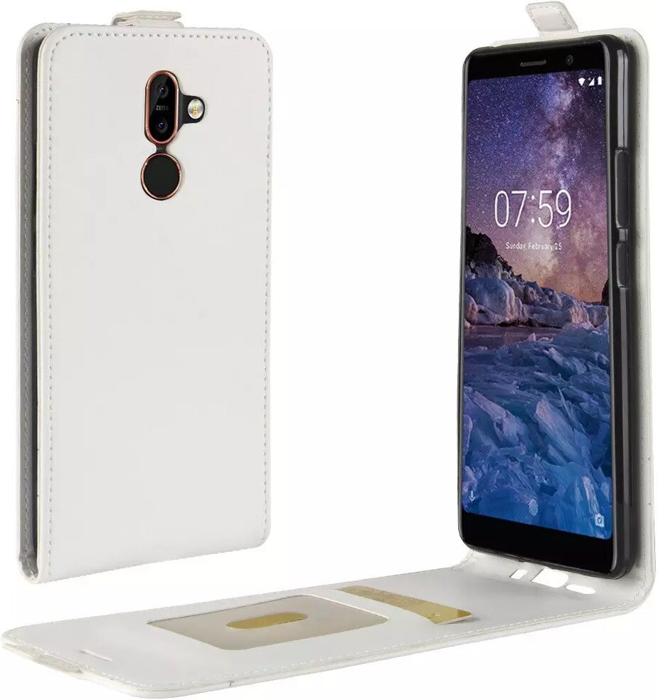 INCOVER Nokia 7 Plus PU Skinn Flip Deksel m. Kortholder - Hvit