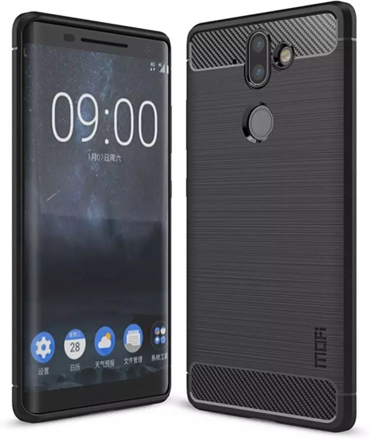 INCOVER Nokia 8 Sirocco Brushed Karbon Fibre TPU Deksel - Svart