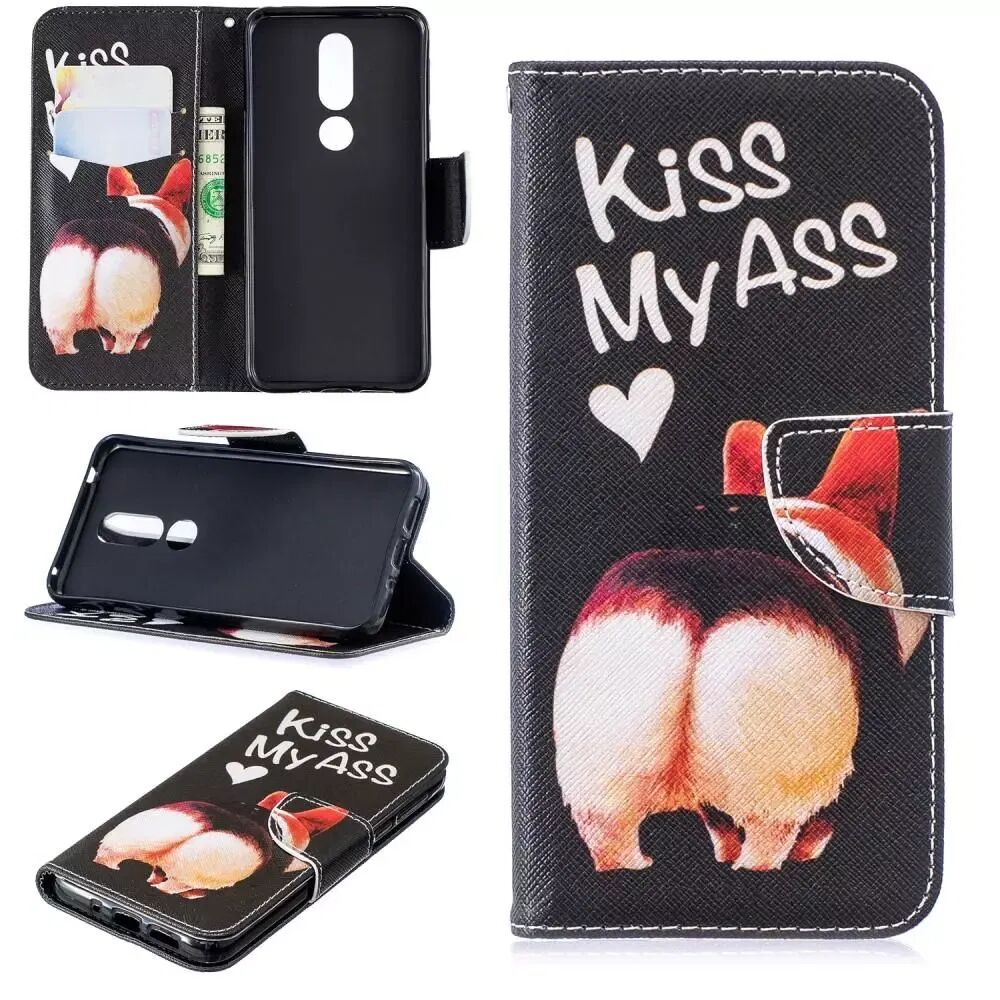 INCOVER Nokia 7.1 Skinndeksel med Lommebok Kiss My Ass