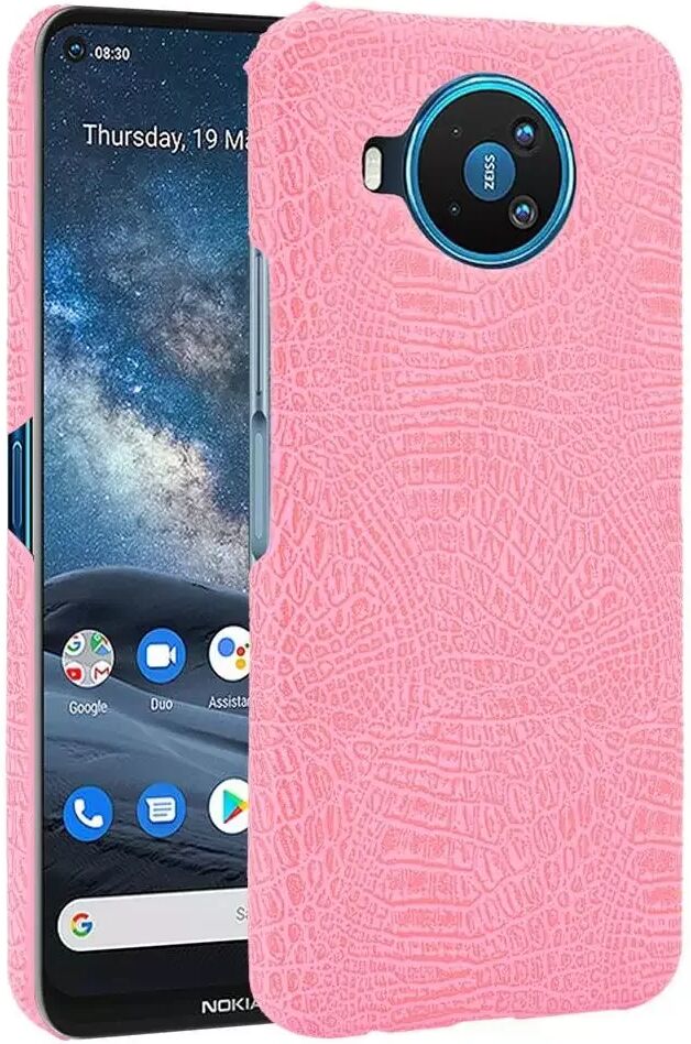 INCOVER Nokia 8.3 (5G) PU Polstret Plastikk Deksel Krokodilletekstur - Lyserosa