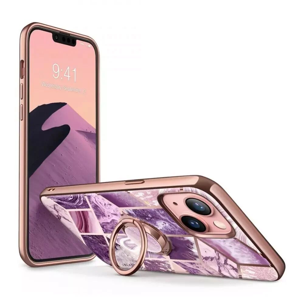 I-Blason iPhone 13 i-Blason Cosmo Marble Snap Bakdeksel med Kickstand - Lilla
