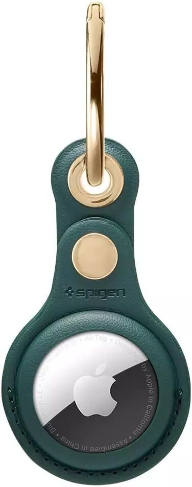 Spigen AirTag Spigen Valentinus PU Skinn Nøkkering med Karabin - Midnight Green